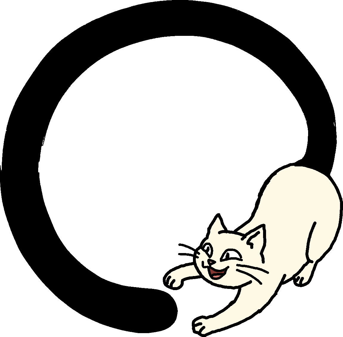 image of a cat chasing it's own tail in the shape of an enso circle